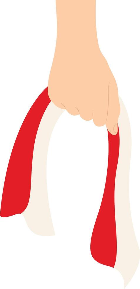 Hand Holding Indonesian Flag Illustration with Flat Cartoon Design. Isolated on White Background vector