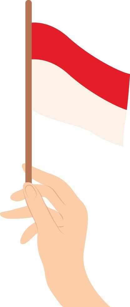 Hand Holding Indonesian Flag Illustration with Cartoon Concept vector