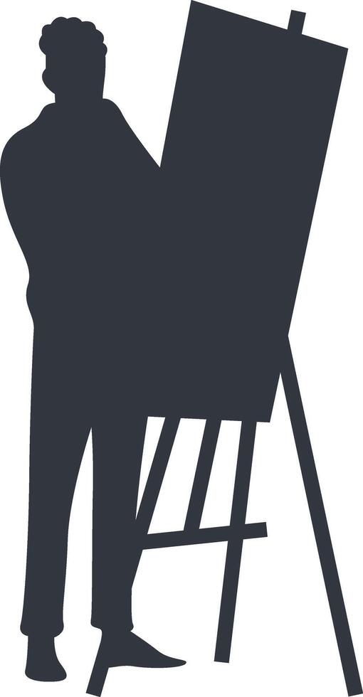 Silhouette of Man Painting on Canvas vector