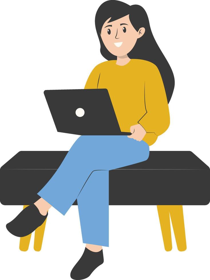 Illustration of Businesswoman with Technology Device. Cartoon Character vector