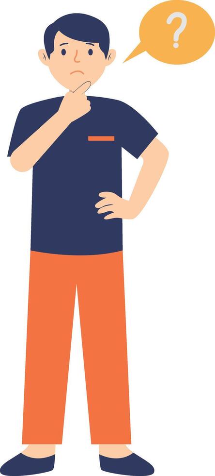 Illustration of Thinking Man with Question Mark. vector
