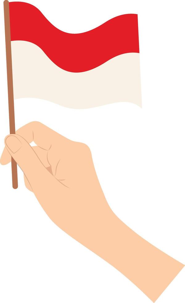 Hand Holding Indonesian Flag Illustration with Cartoon Design vector