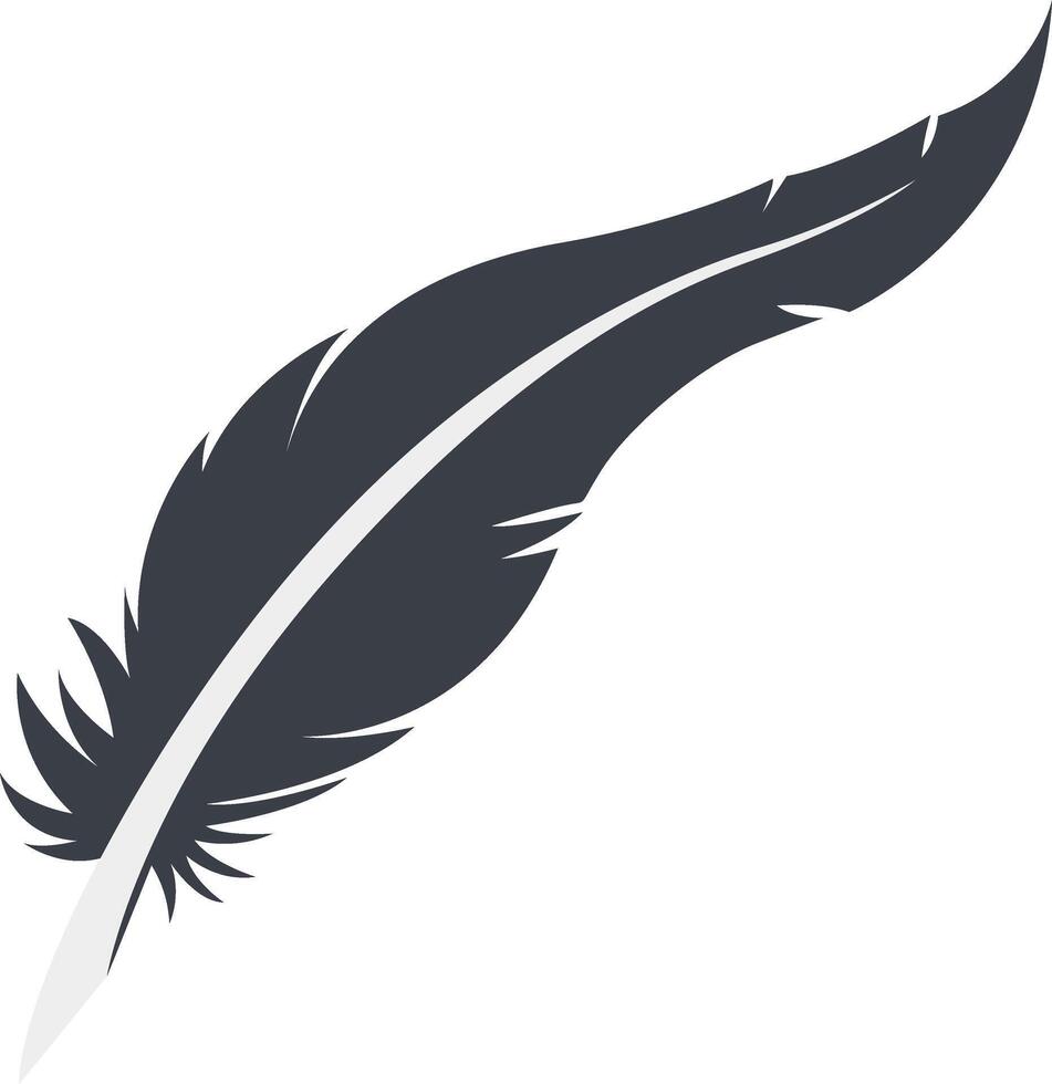 Bird Feather Black Silhouette. Bird Feather icon. vector