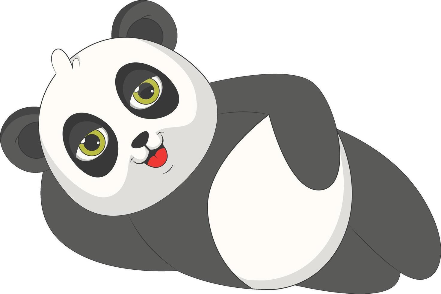 Illustration of Cute Baby Panda with Flat Cartoon Syle. vector