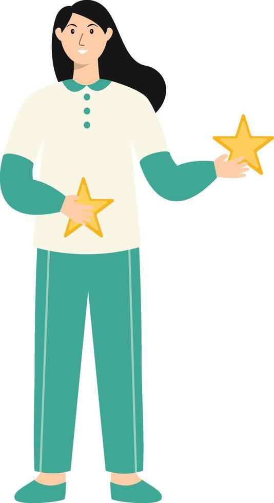 Illustration of Woman Giving Star. vector