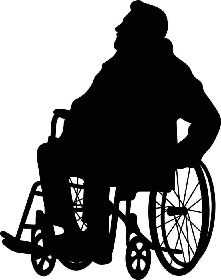 Silhouette of Disabled People in Wheelchair with Simple Design vector