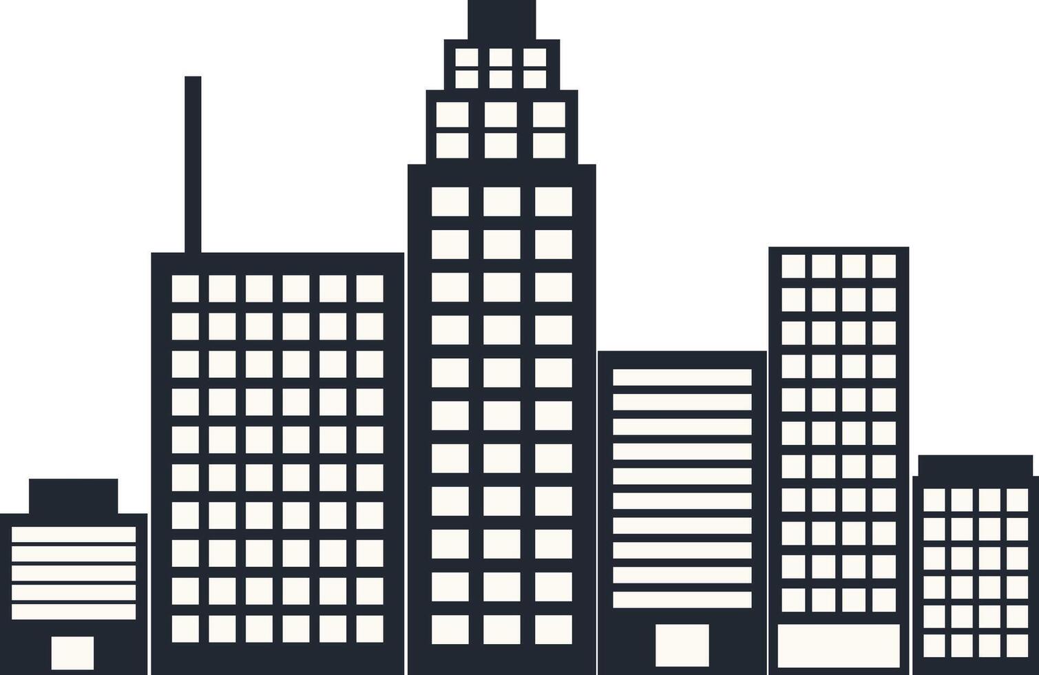 Modern City Skyline Silhouette with Flat Design. vector