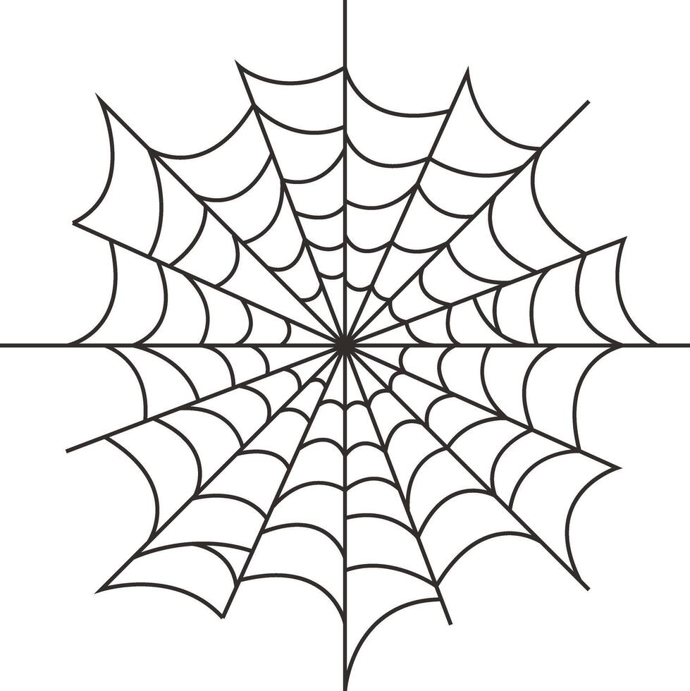 Black Spider Web Illustration in Flat Design. Isolated on White Background vector