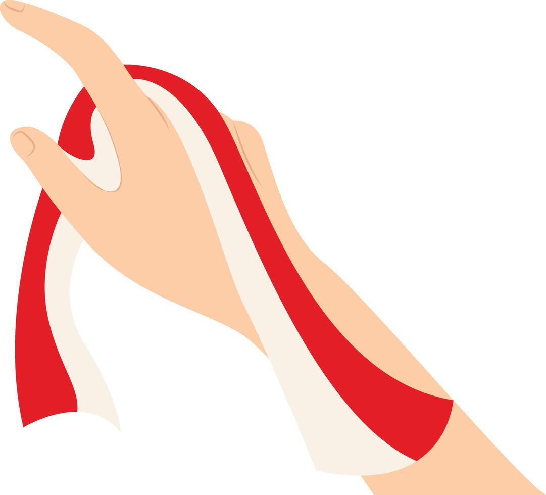 Hand Holding Indonesian Flag Illustration with Cartoon Concept, vector