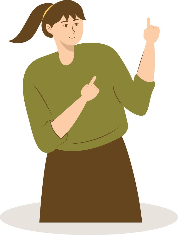 Woman Pointing Character in Cartoon Concept vector