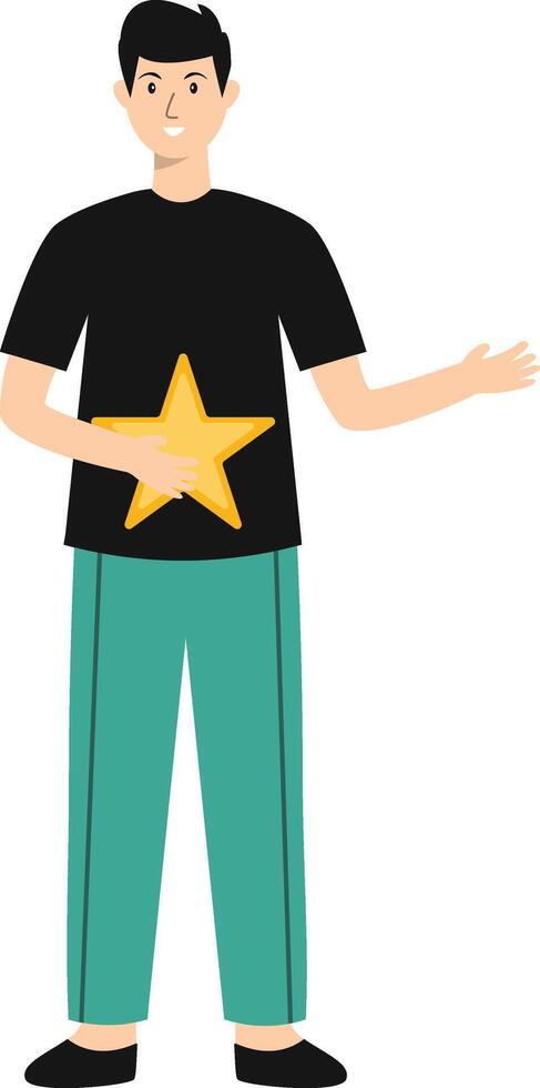 Illustration of Male Giving Star for Rating Store. Isolated on White Background vector