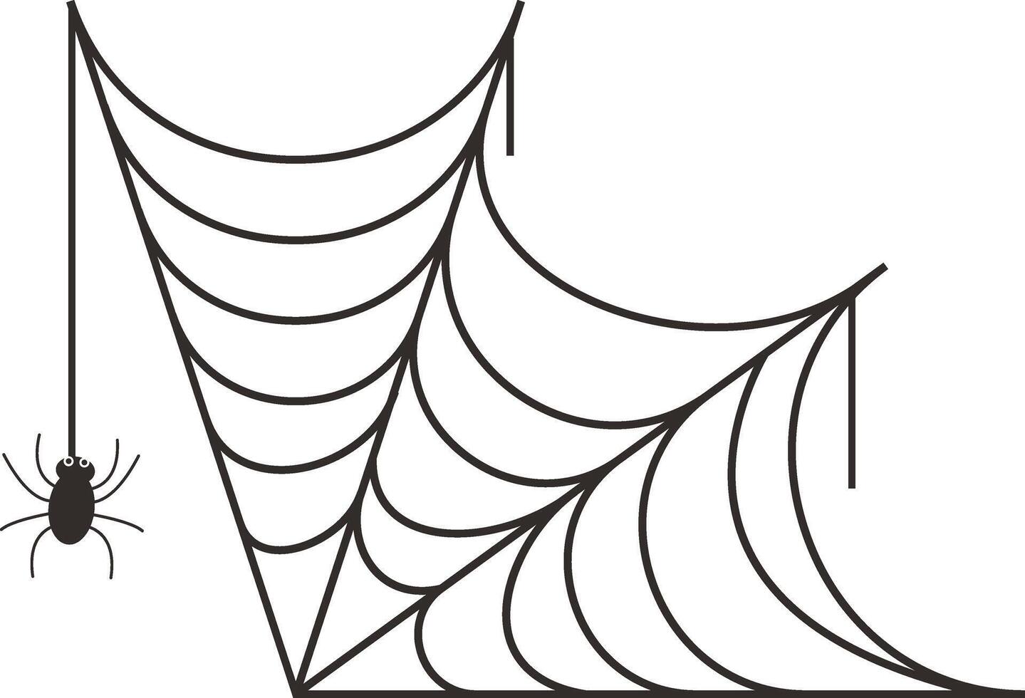 Black Spider Web Illustration, Isolated on White Background. vector