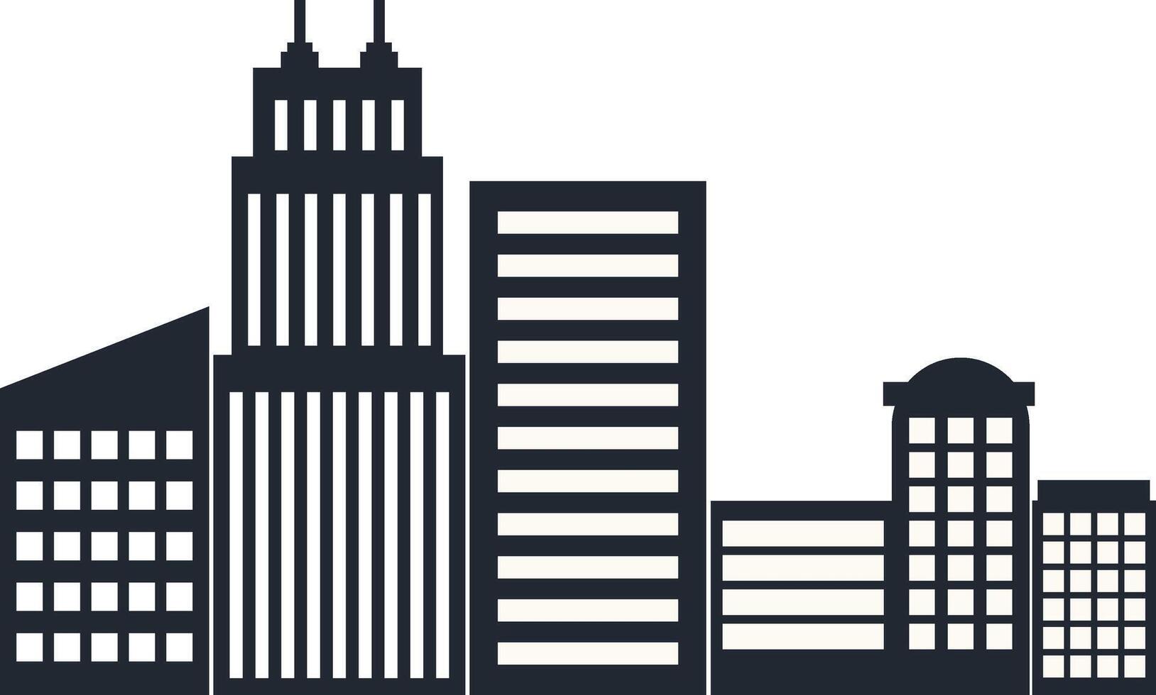 Modern City Skyline Silhouette on White Background. vector
