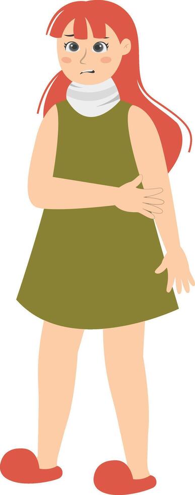 Injury Woman Character with Cartoon Design. vector