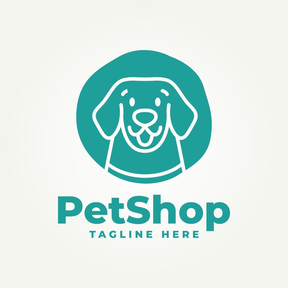 minimalist smiley dog line art icon logo illustration design. simple modern pet shops, veterinary, and animals shelters logo concept vector