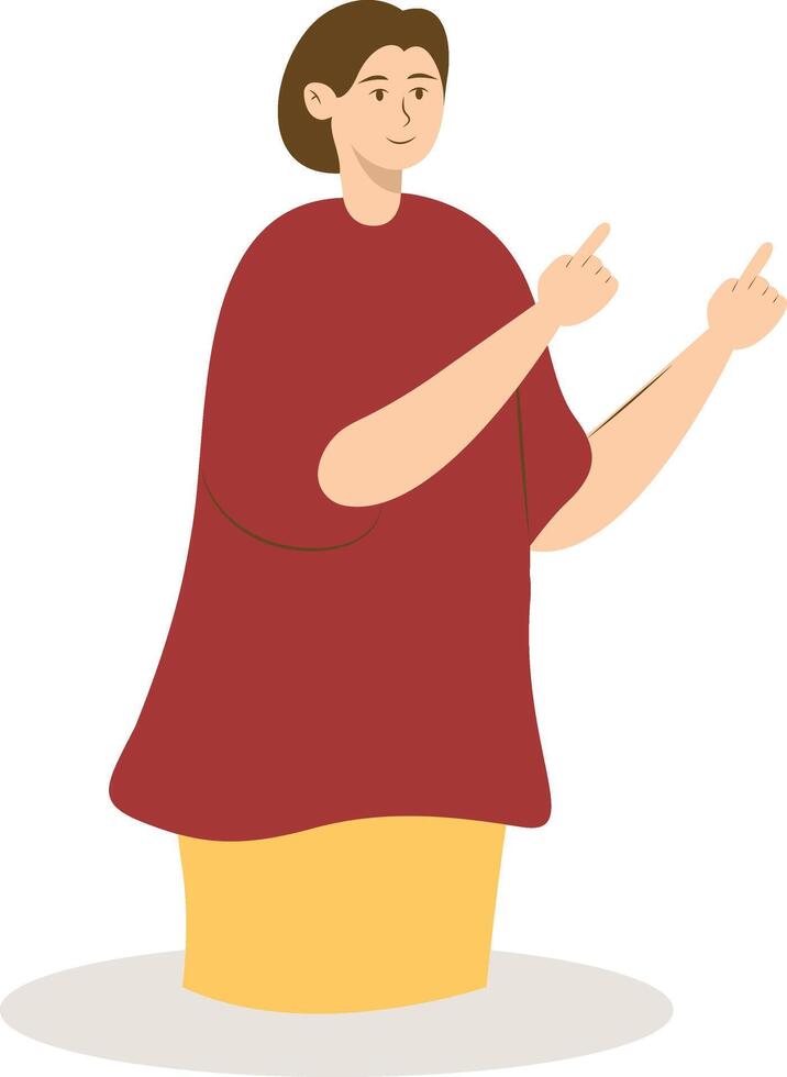 Woman Pointing Character in Cartoon Design. vector
