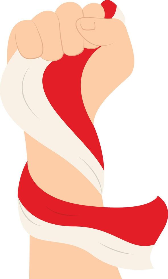 Hand Holding Indonesian Flag Illustration with Cartoon Concept. vector