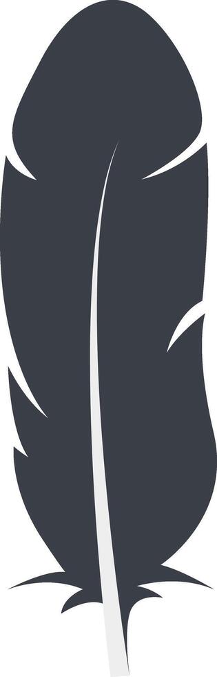 Bird Feather Black Silhouette. Black Feather Icon vector