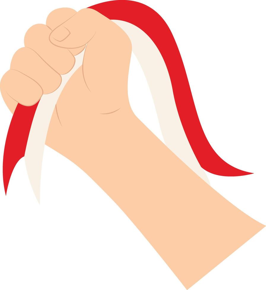 Hand Holding Indonesian Flag Illustration. vector