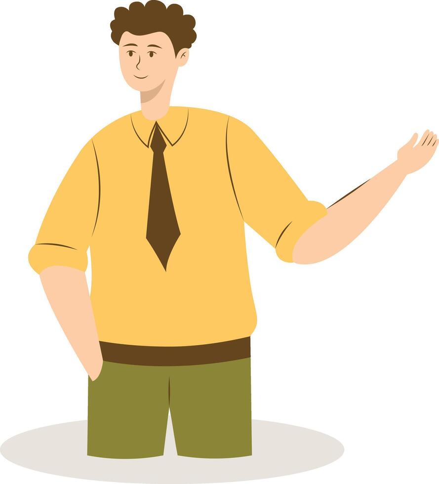 Man Pointing Character with Cartoon Design vector