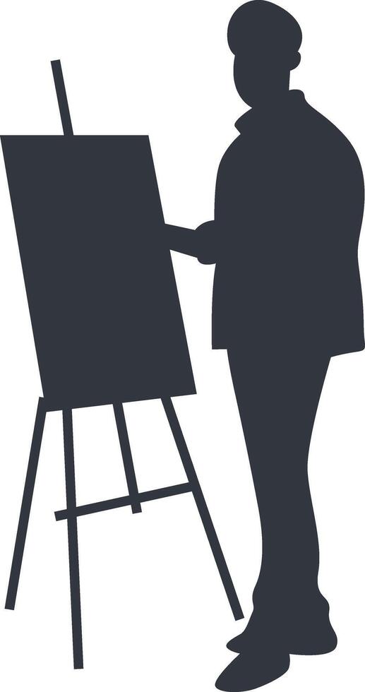 Silhouette of Artist Painting on Canvas, Design Element vector