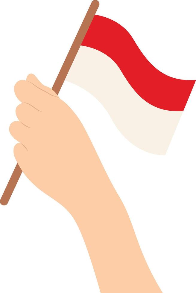 Hand Holding Indonesian Flag Illustration in Flat Design vector