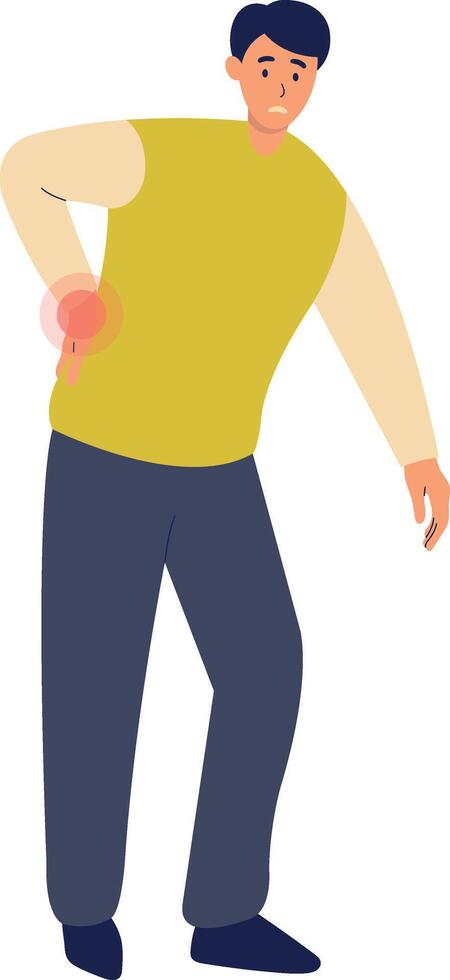 Pain Male Character in Part of Body. vector