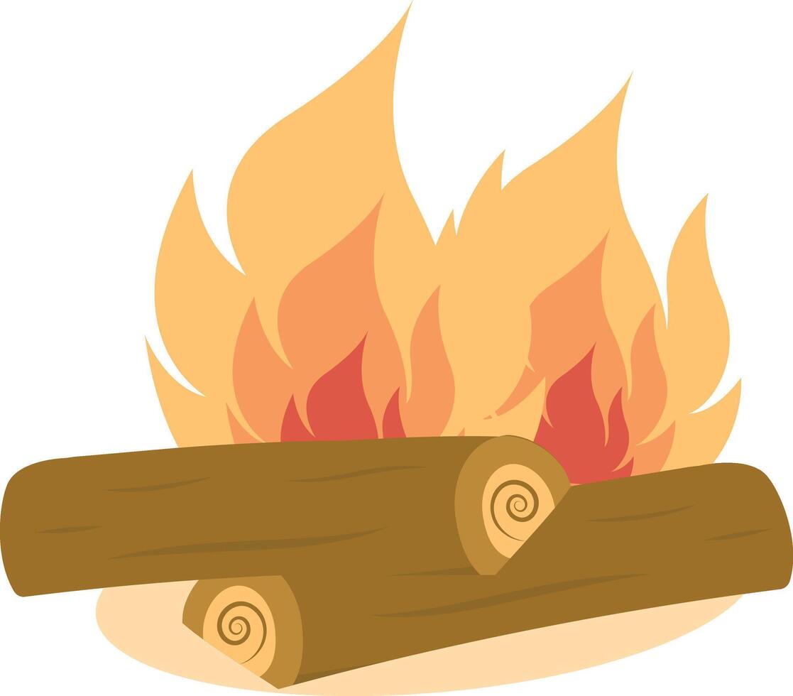 Wooden Bonfire Clipart in Cartoon Concept vector