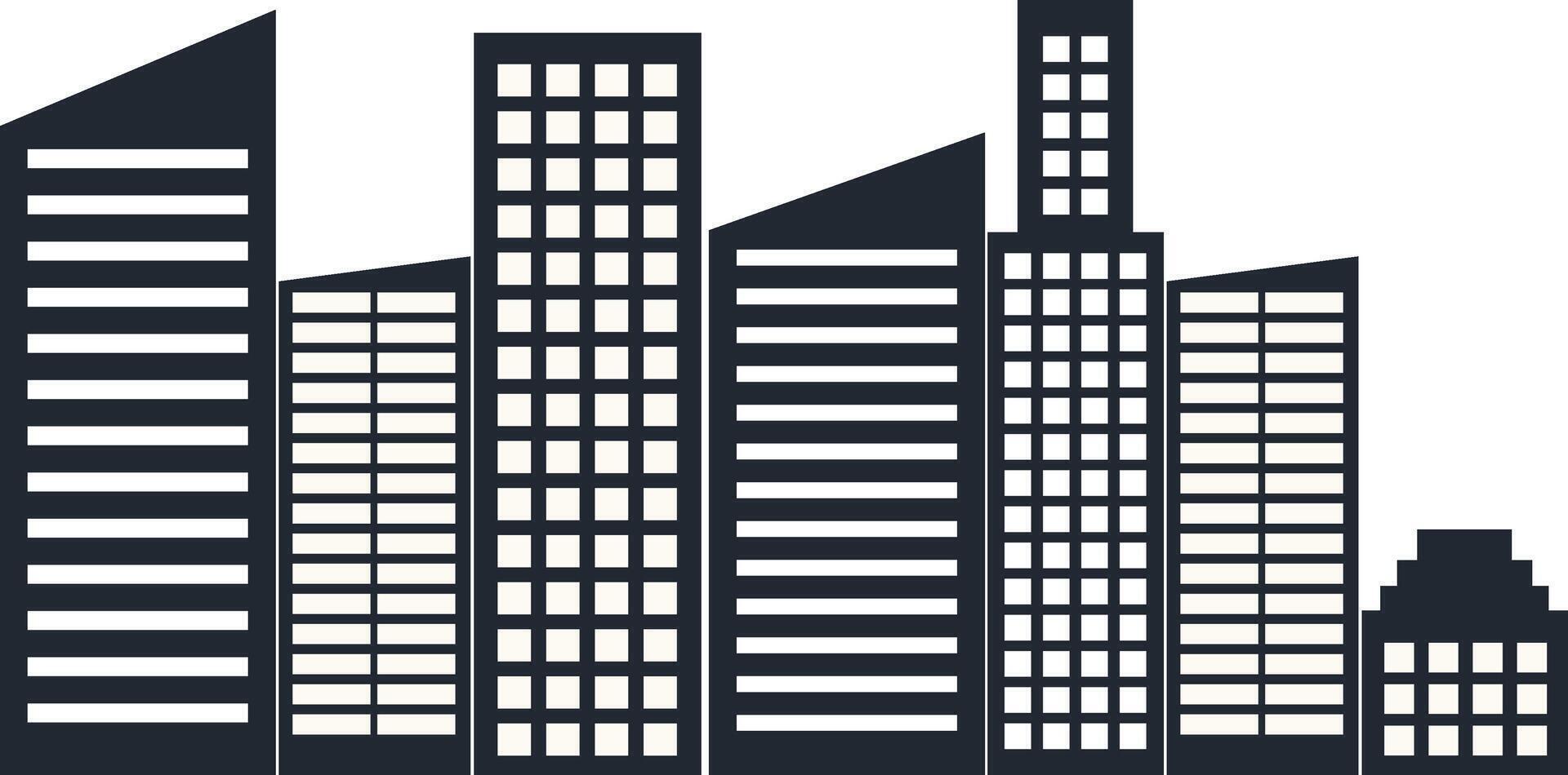 Modern City Skyline Silhouette with Flat Design. Isolated on White Background. vector