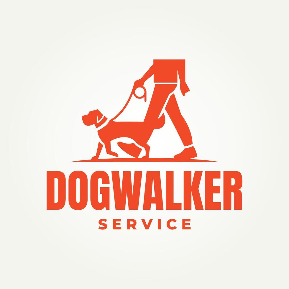 minimalist dog walker service icon logo illustration design vector