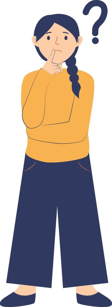 Illustration of Thinking Woman with Question Mark vector