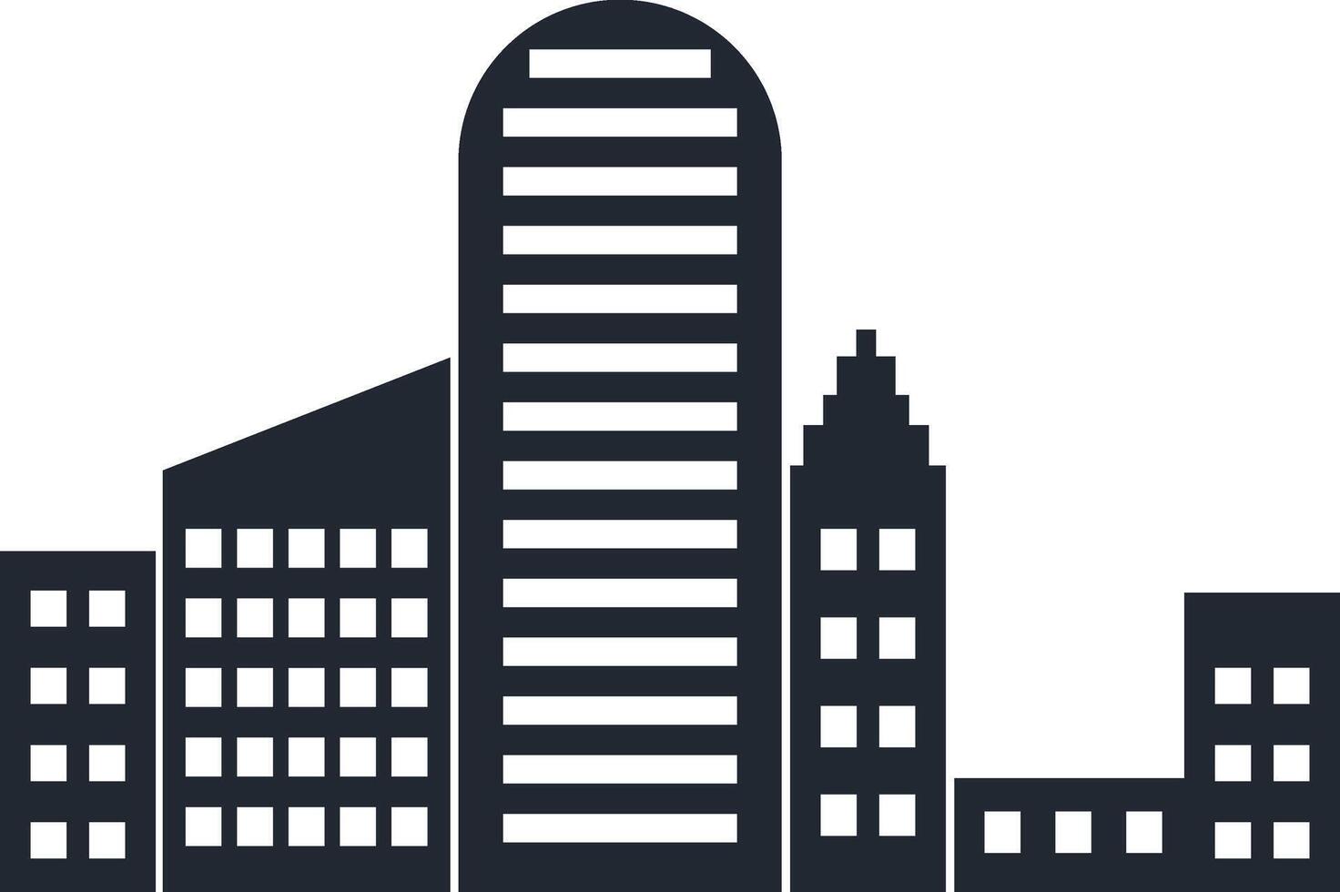 Modern City Skyline Silhouette in Flat Design. Isolated on White Background vector