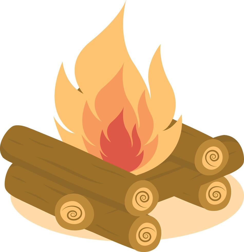 Wooden Bonfire Clipart. Summer Camping Element vector