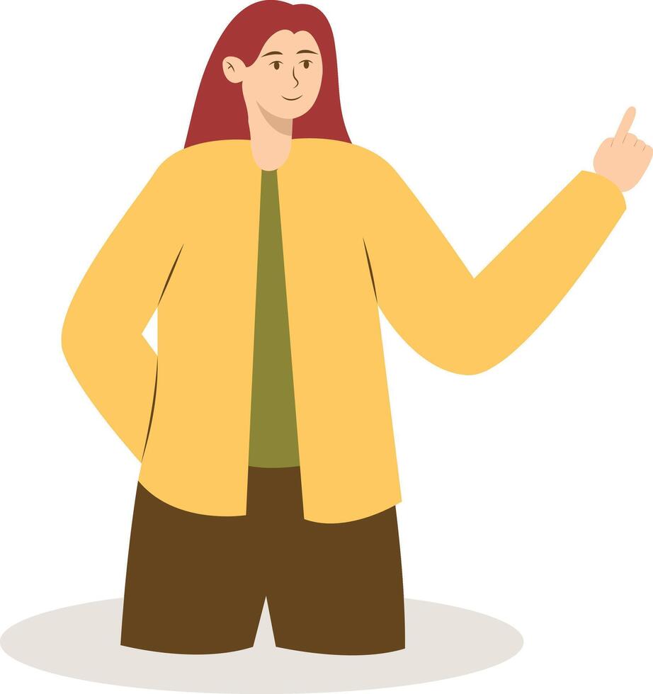 Woman Pointing Character in Cartoon Design vector
