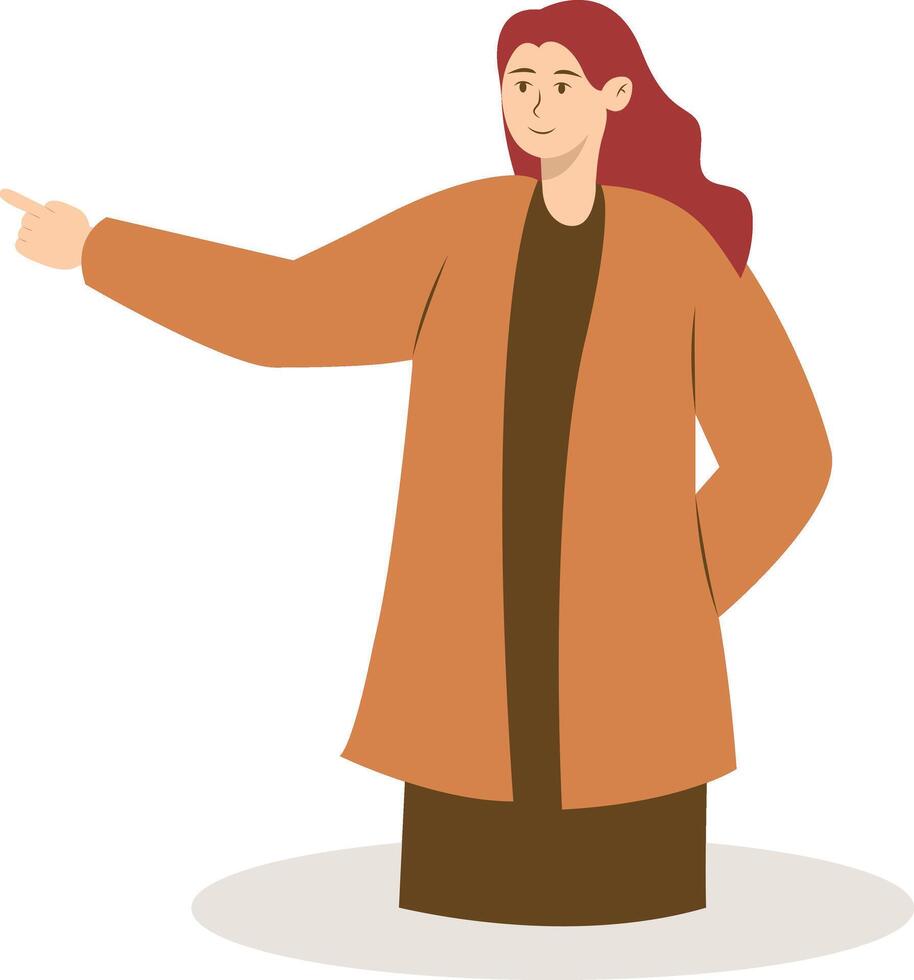 Woman Pointing Character with Cartoon Design vector