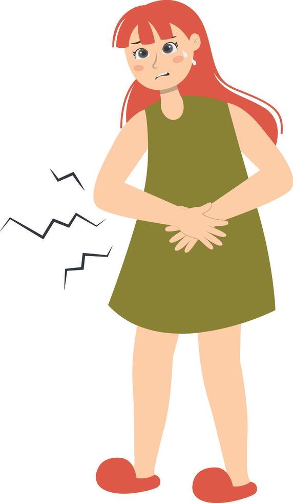 Injury Woman Character with Cartoon Concept, Isolated on White Background. vector