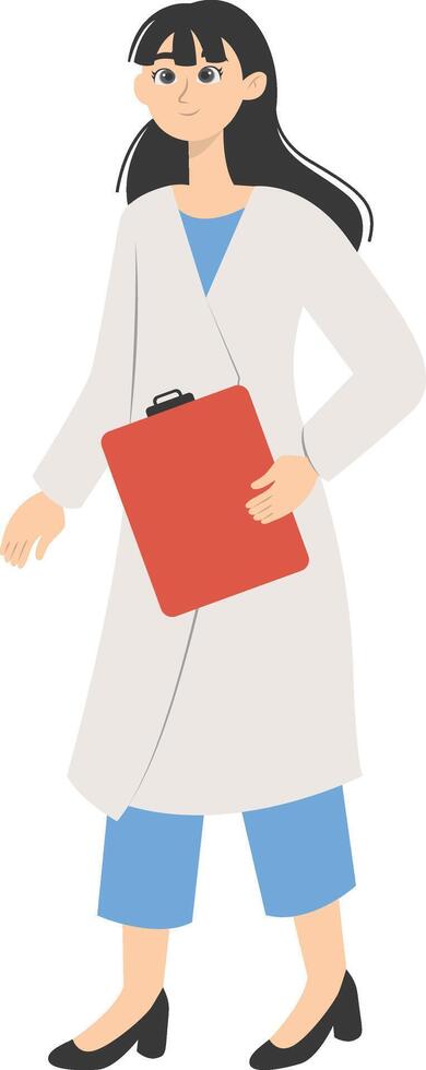 Woman Medical Staff with Cartoon Concept. Isolated on White Background vector