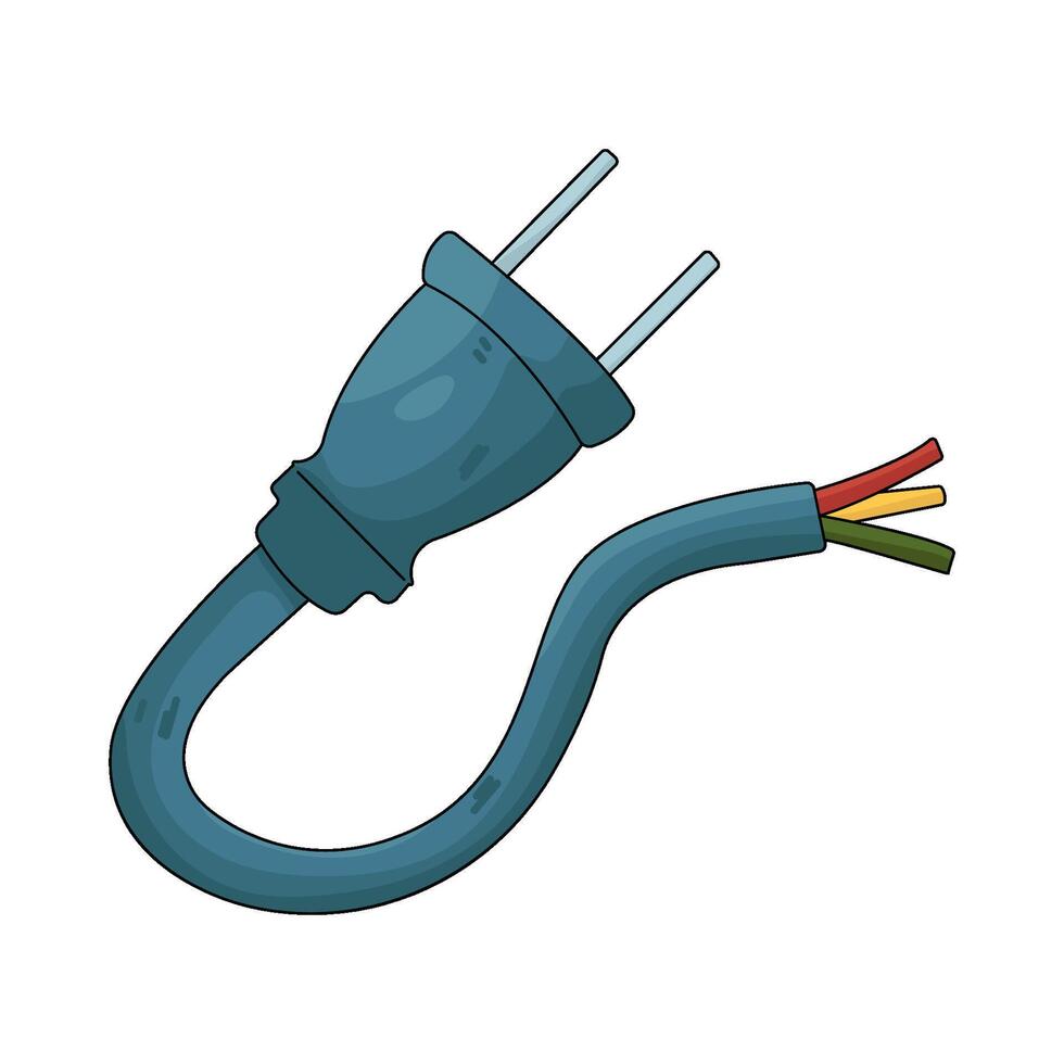 Frayed Electrical Plug with Exposed Wires vector