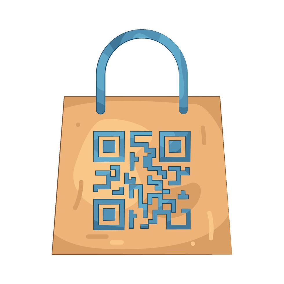 QR Code on a Shopping Bag vector