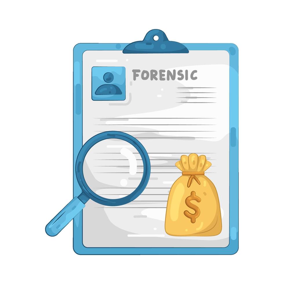Forensic Investigation with Magnifying Glass and Money vector