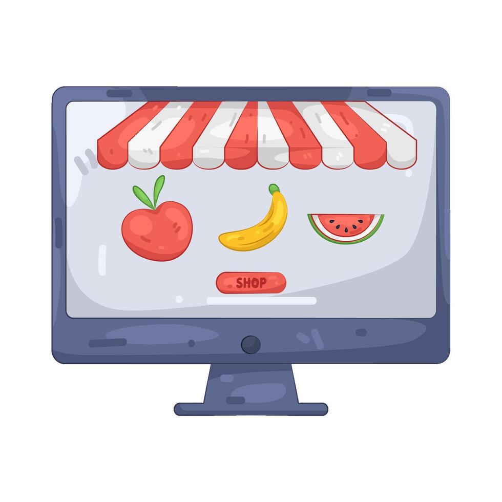 Online Fruit Shop on Computer Screen vector