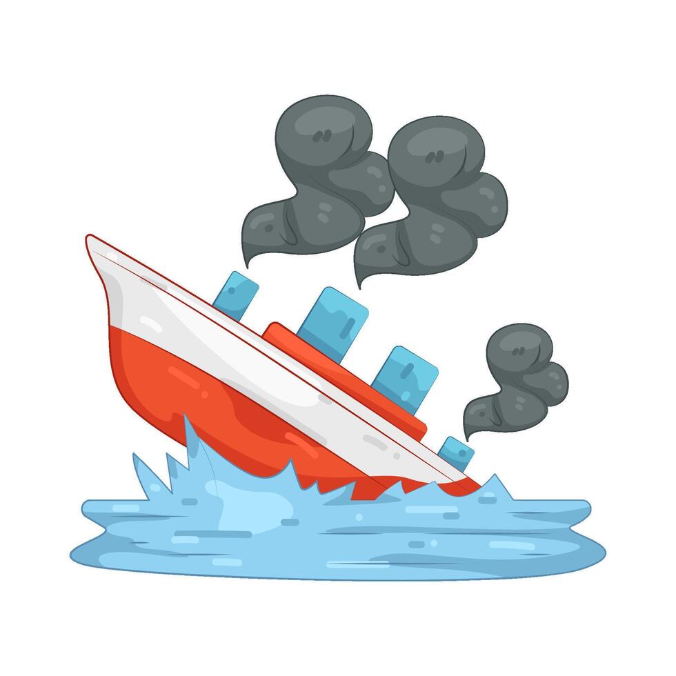Sinking Ship with Smoke vector