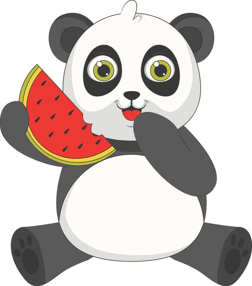 Illustration of Cute Baby Panda in Flat Cartoon Syle vector