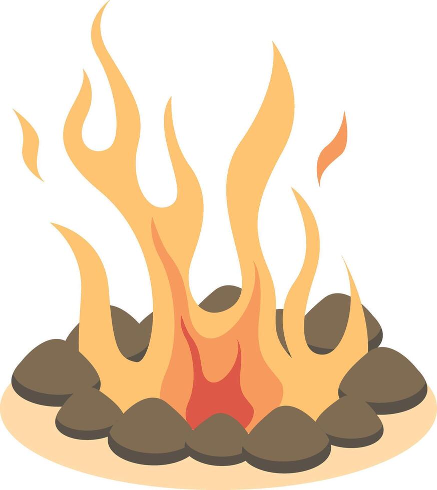 Wooden Bonfire Clipart. Summer Camping Cartoon Illustration vector