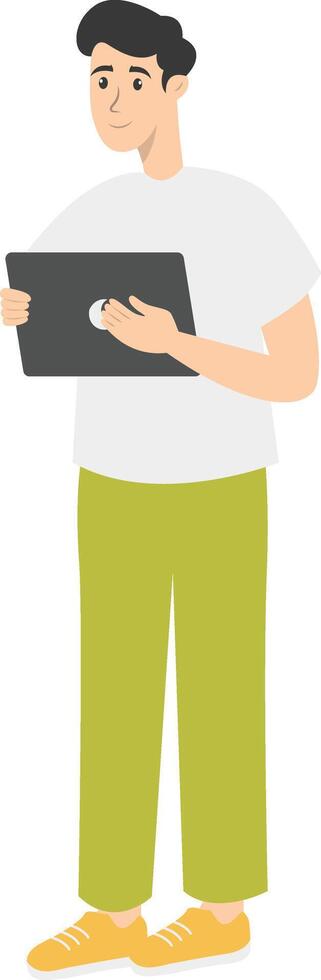 Illustration of Man Working with Technology Device. vector