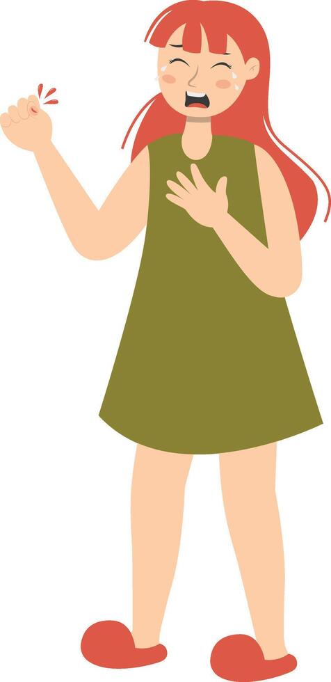 Injury Woman Character with Cartoon Concept vector