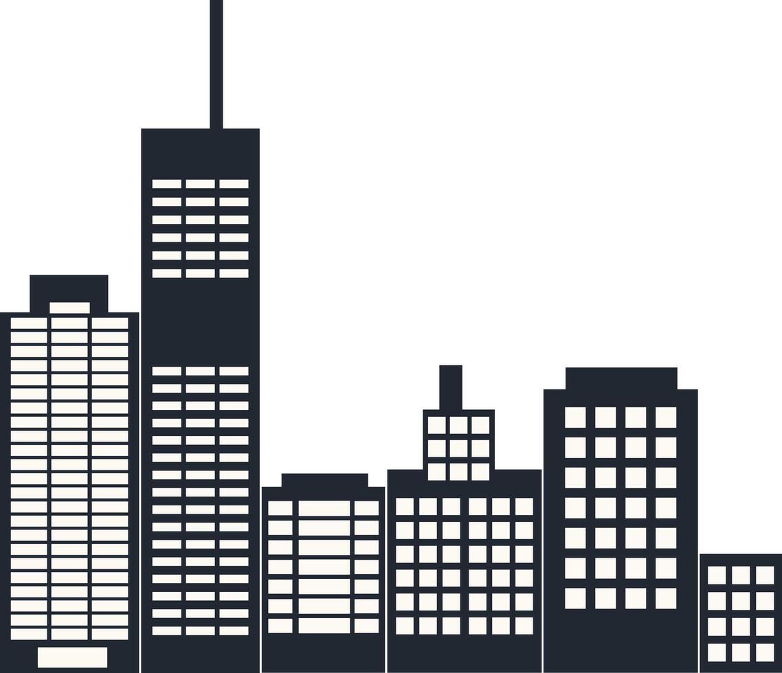 Modern City Skyline Silhouette in Simple Design vector
