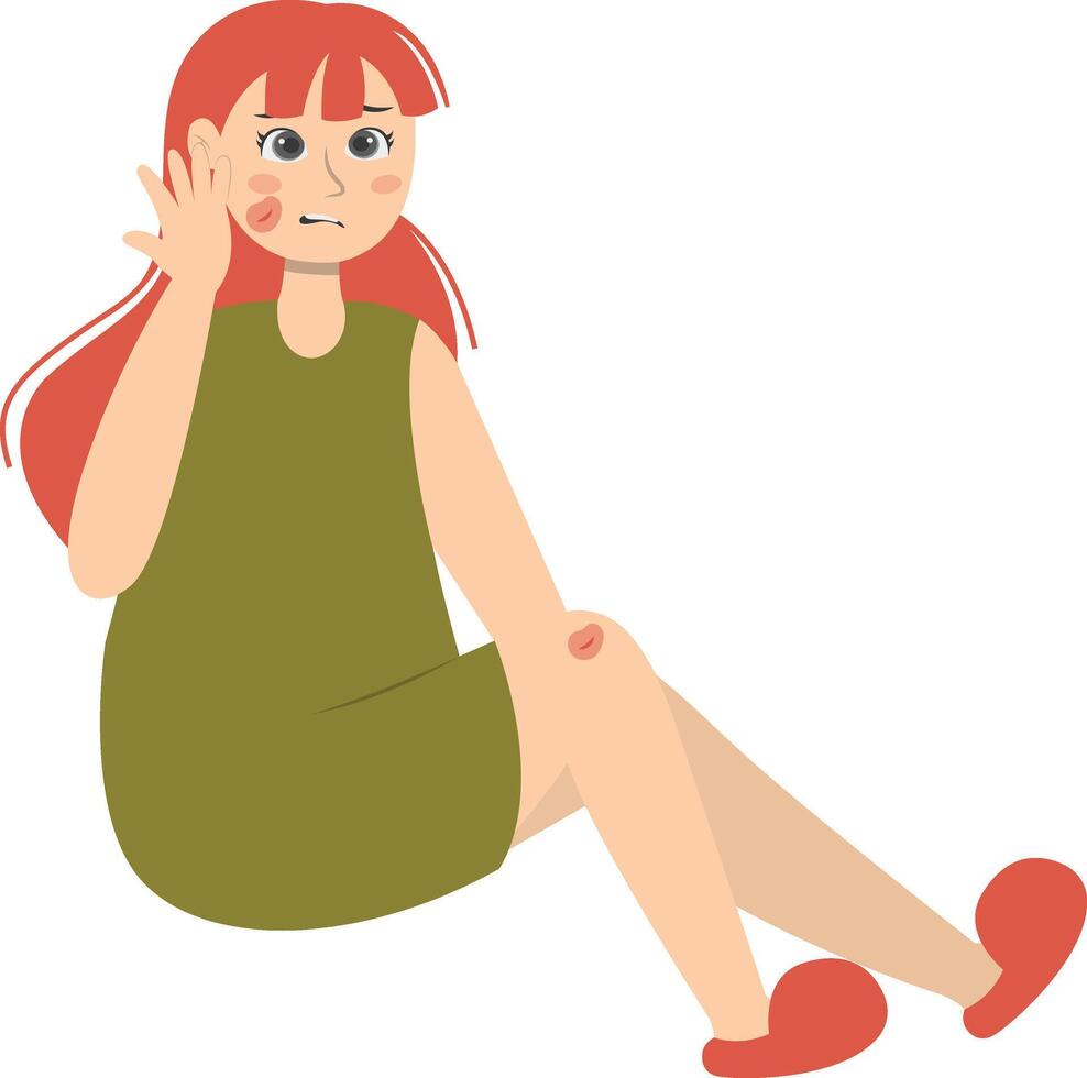 Injury Woman Character with Cartoon Design. Isolated on White Background vector