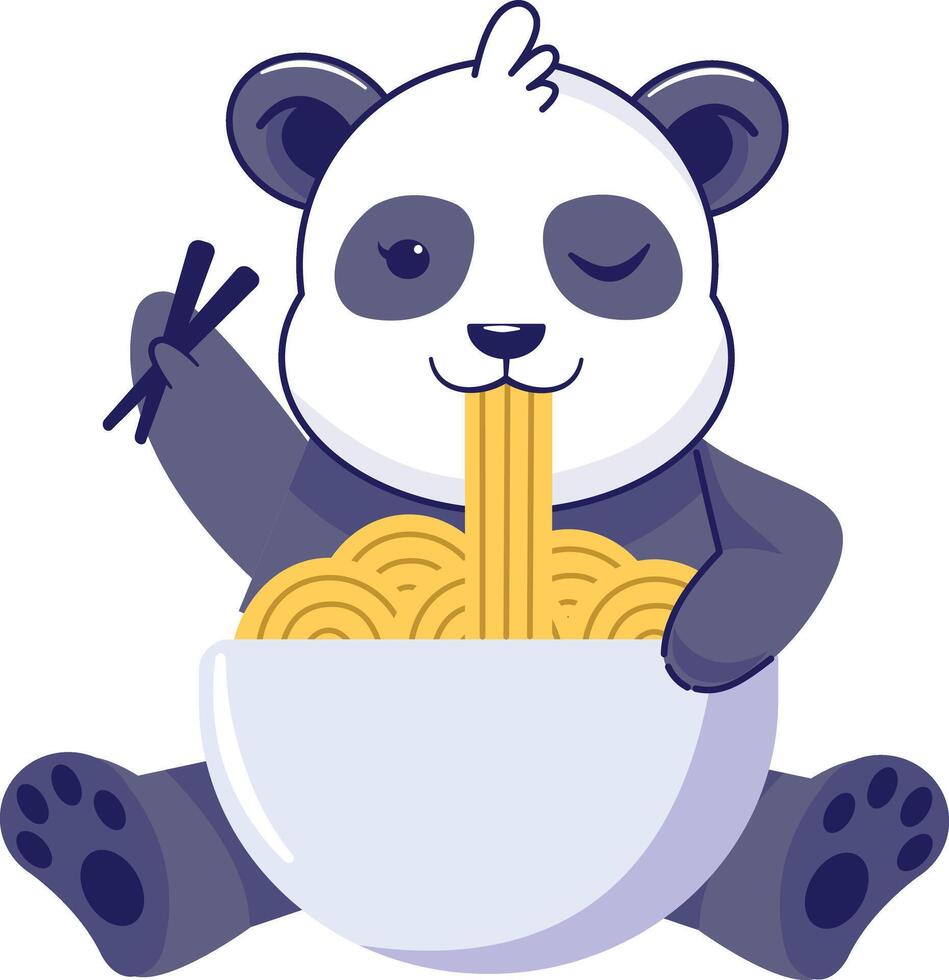 Cute Panda Illustration on White Background. vector