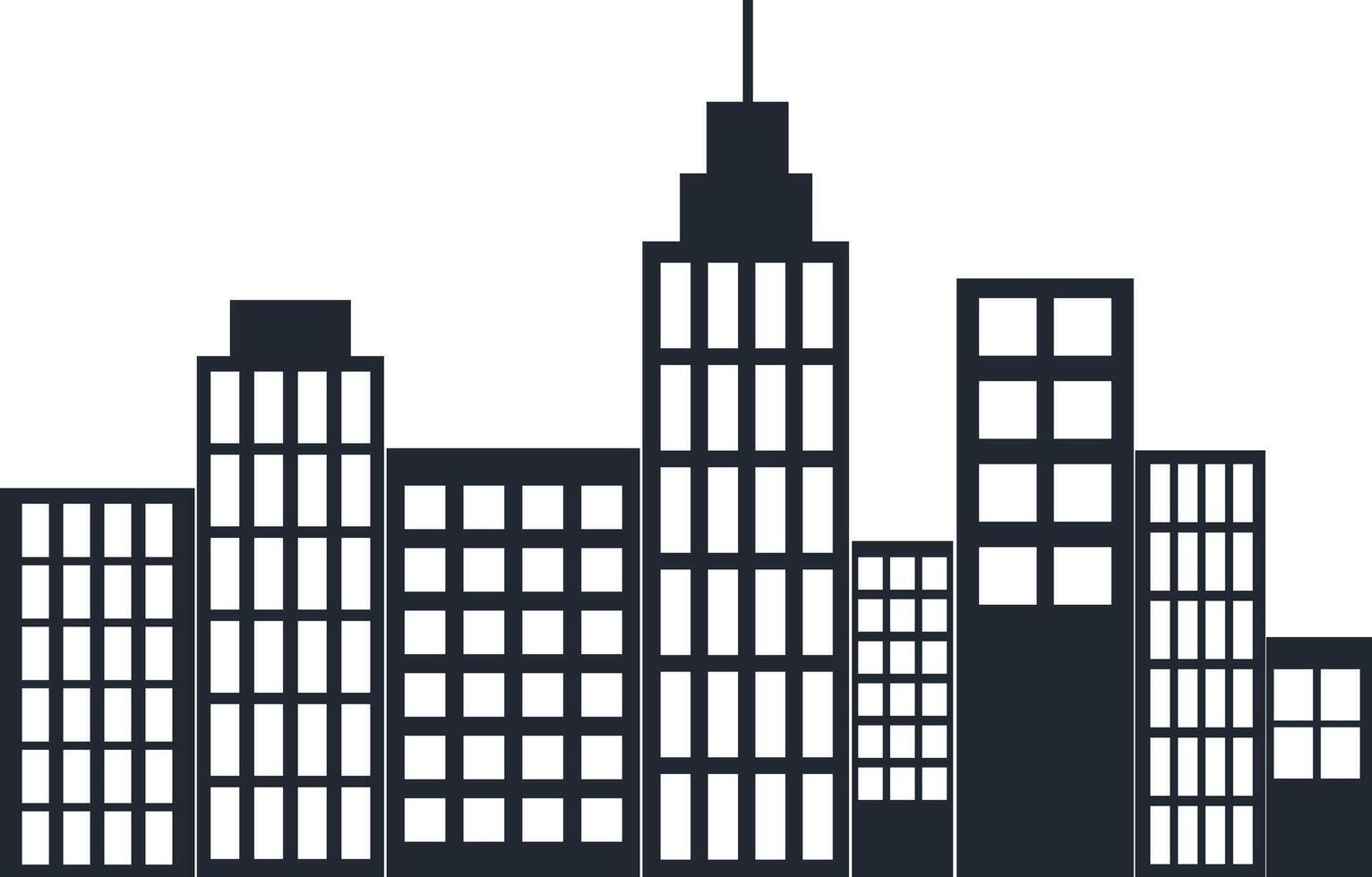Modern City Skyline Silhouette in Simple Shape vector